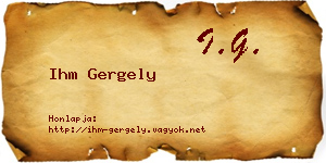 Ihm Gergely névjegykártya